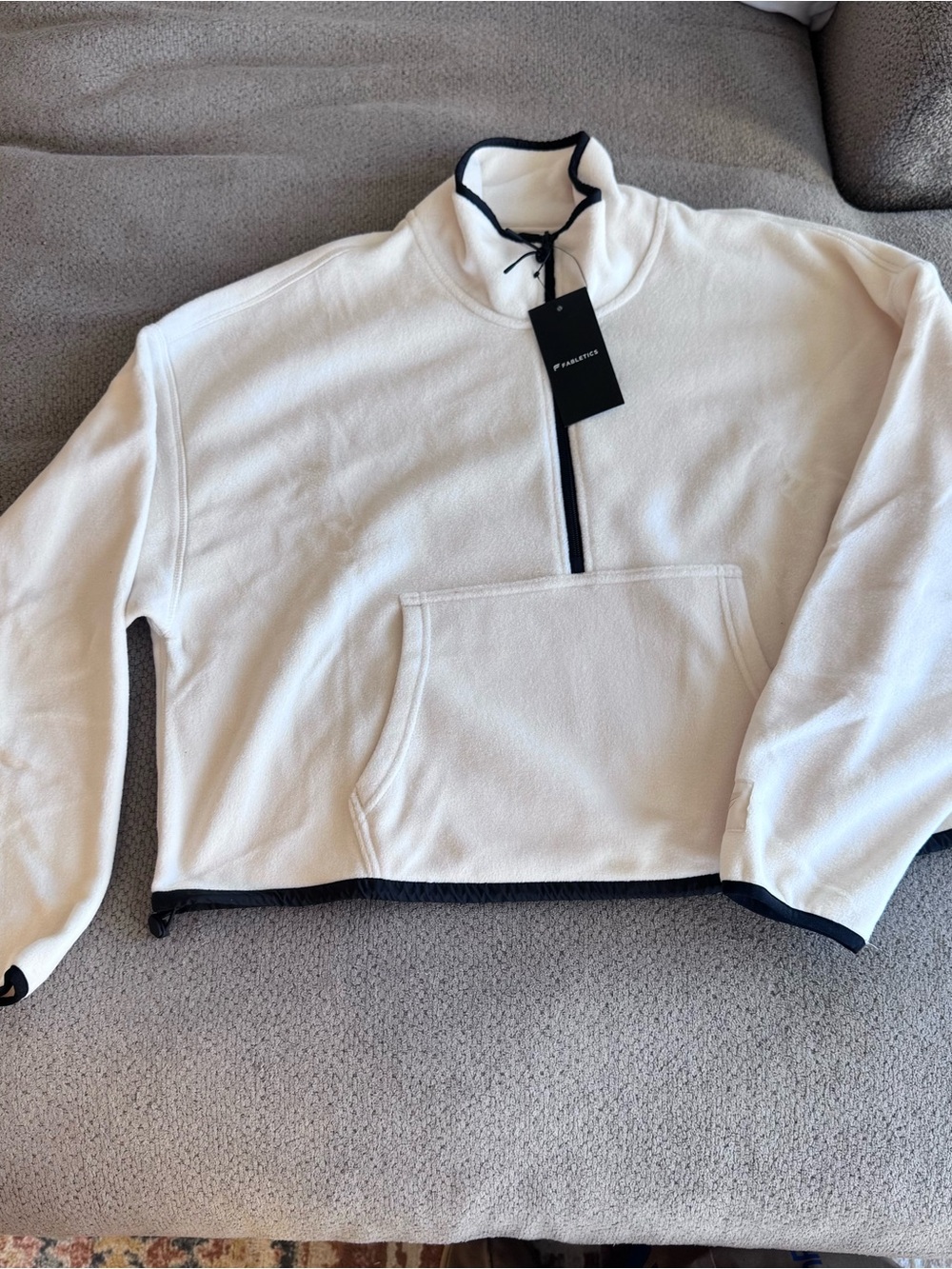 Fabletics White Fleece Quarter Zip - Small